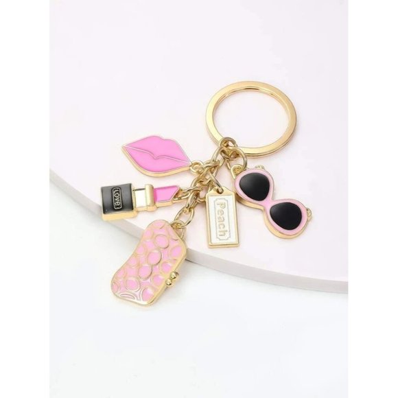 Pink Lipstick Charm Keychain - Picture 3 of 3